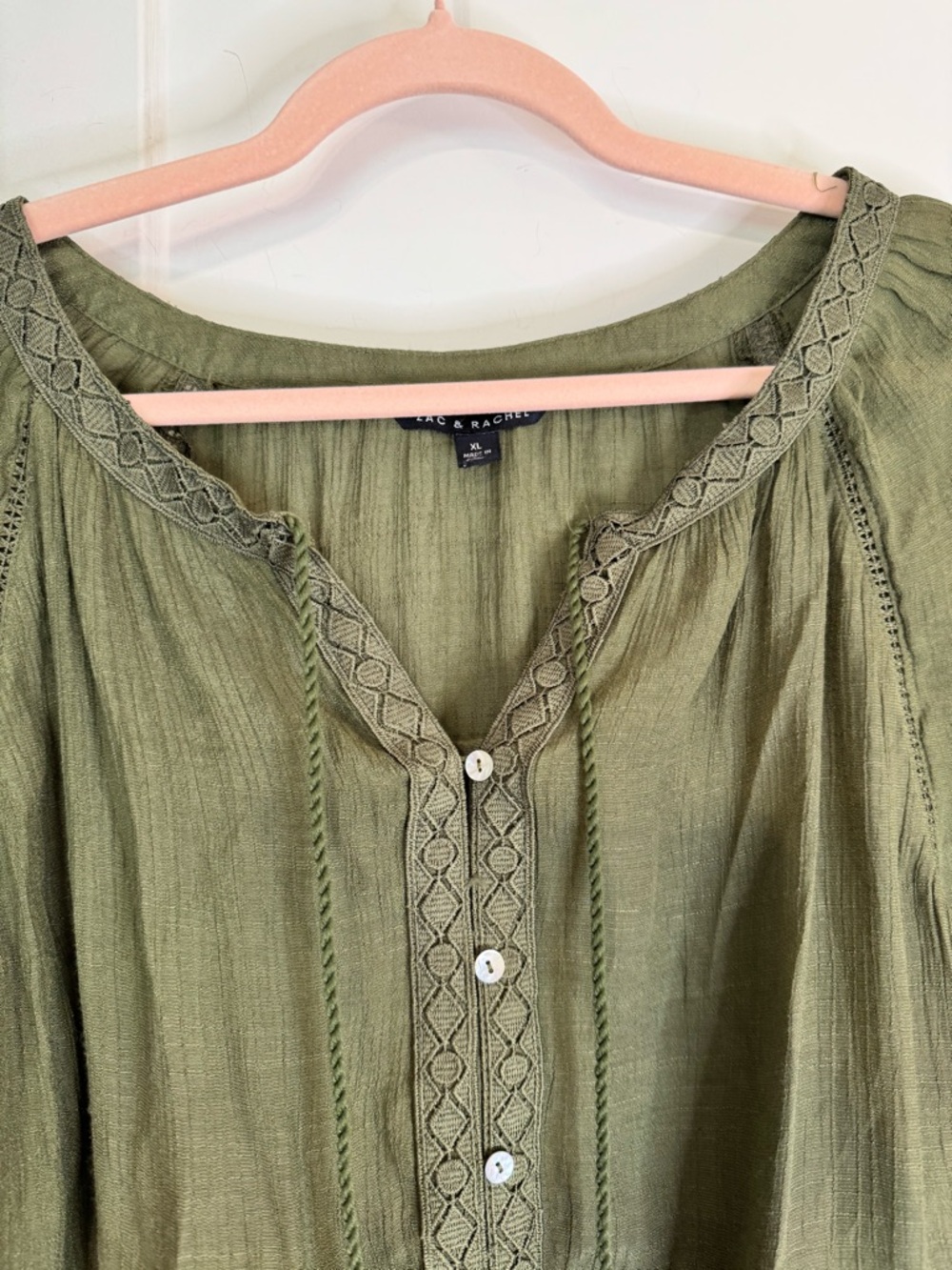Zac &Rachel Olive Boho Top - Picture 3 of 7